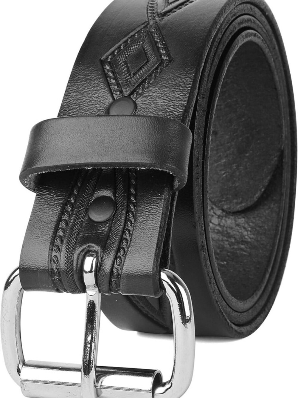 Vintage Distressed Leather Belt for Men, 1.5" Wide, Easy Change Roller Buckle